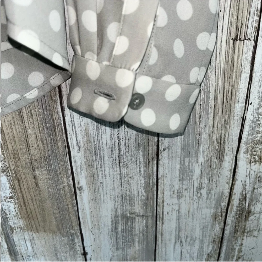 Loft Grey Polka Dot Petite Button Down - Picture 3 of 6